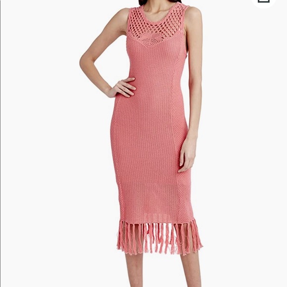 BCBGMAXAZRIA Women's Crochet and Tassel Midi Sweater Dress - VITA - size XS - Picture 1 of 7